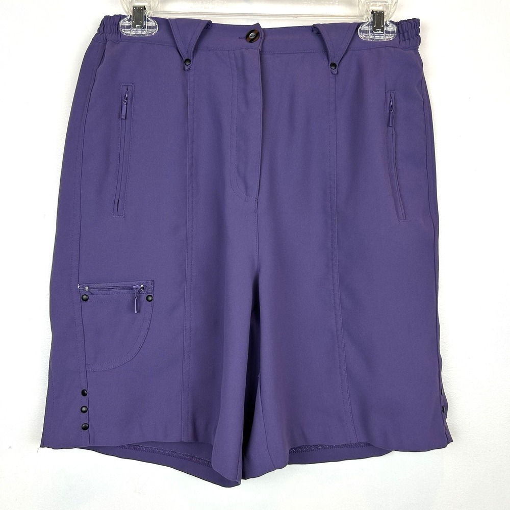 Jamie Sadock Golf Shorts Womens 6 Purple Bermuda Active Zip Pockets Old Money